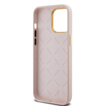 Case for Apple iPhone 15 Pro, Guess, Script Metal Logo & Frame, Light Pink