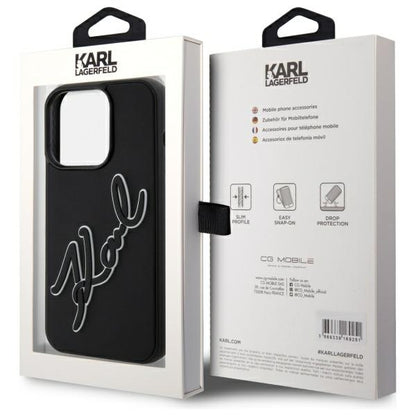 Case for Apple iPhone 15 Pro, Karl Lagerfeld, 3D Rubber Signature, Black