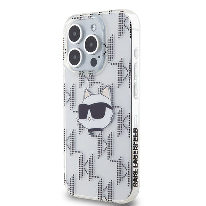 Case for Apple iPhone 15 Pro, Karl Lagerfeld, IML Electroplated Choupette Head, Transparent