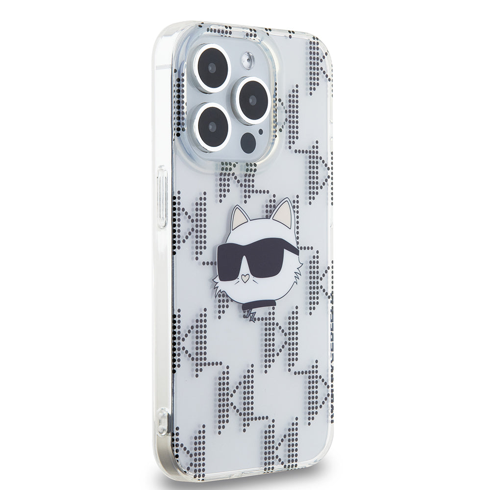 Case for Apple iPhone 15 Pro, Karl Lagerfeld, IML Electroplated Choupette Head, Transparent