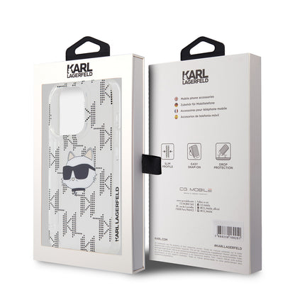 Case for Apple iPhone 15 Pro, Karl Lagerfeld, IML Electroplated Choupette Head, Transparent
