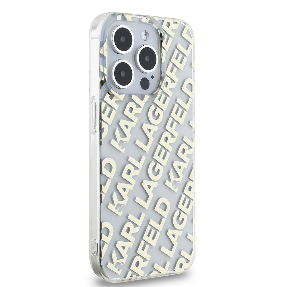 Case for Apple iPhone 15 Pro, Karl Lagerfeld, IML Electroplated Repeated Logo, Gold
