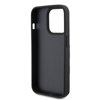 Case for Apple iPhone 15 Pro, Karl Lagerfeld, Saffiano Cardslots and Stand Monogram Choupette, Black