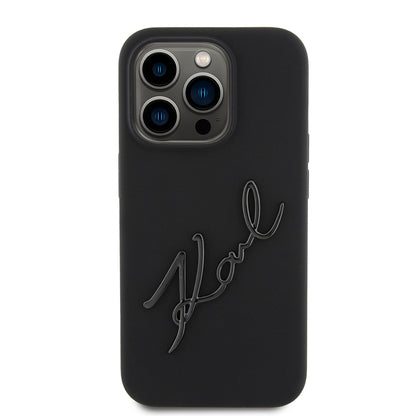 Case for Apple iPhone 15 Pro, Karl Lagerfeld, Silicone Karl Script, Black