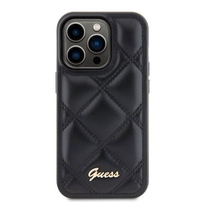 Case for Apple iPhone 15 Pro Max, Guess, Quilted Metal Logo, Black