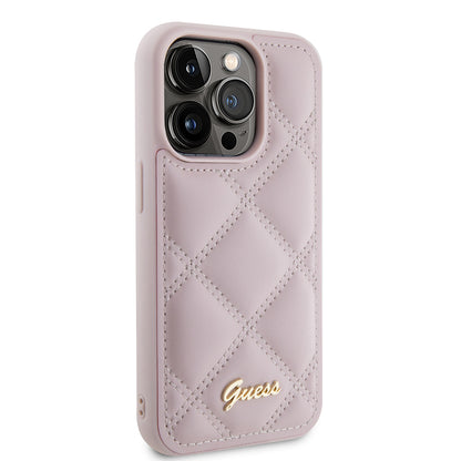 Case for Apple iPhone 15 Pro Max, Guess, Quilted Metal Logo, Pink