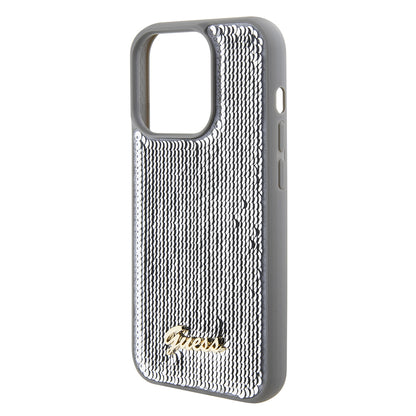Case for Apple iPhone 15 Pro Max, Guess, Sequin Script Metal, Silver