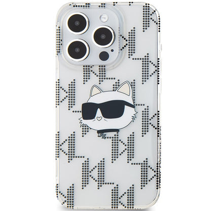 Case for Apple iPhone 15 Pro Max, Karl Lagerfeld, IML Electroplated Choupette Head, Transparent