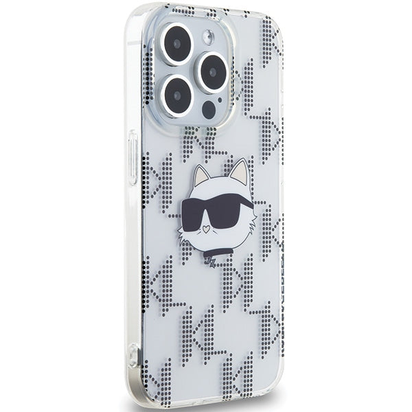 Case for Apple iPhone 15 Pro Max, Karl Lagerfeld, IML Electroplated Choupette Head, Transparent