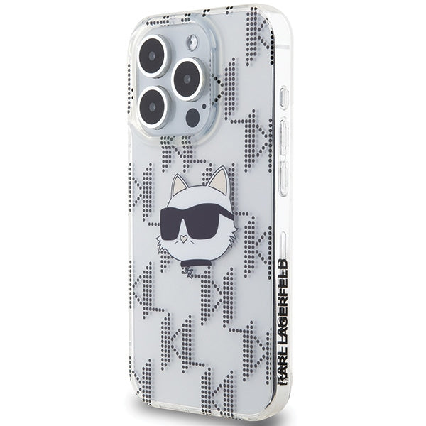 Case for Apple iPhone 15 Pro Max, Karl Lagerfeld, IML Electroplated Choupette Head, Transparent