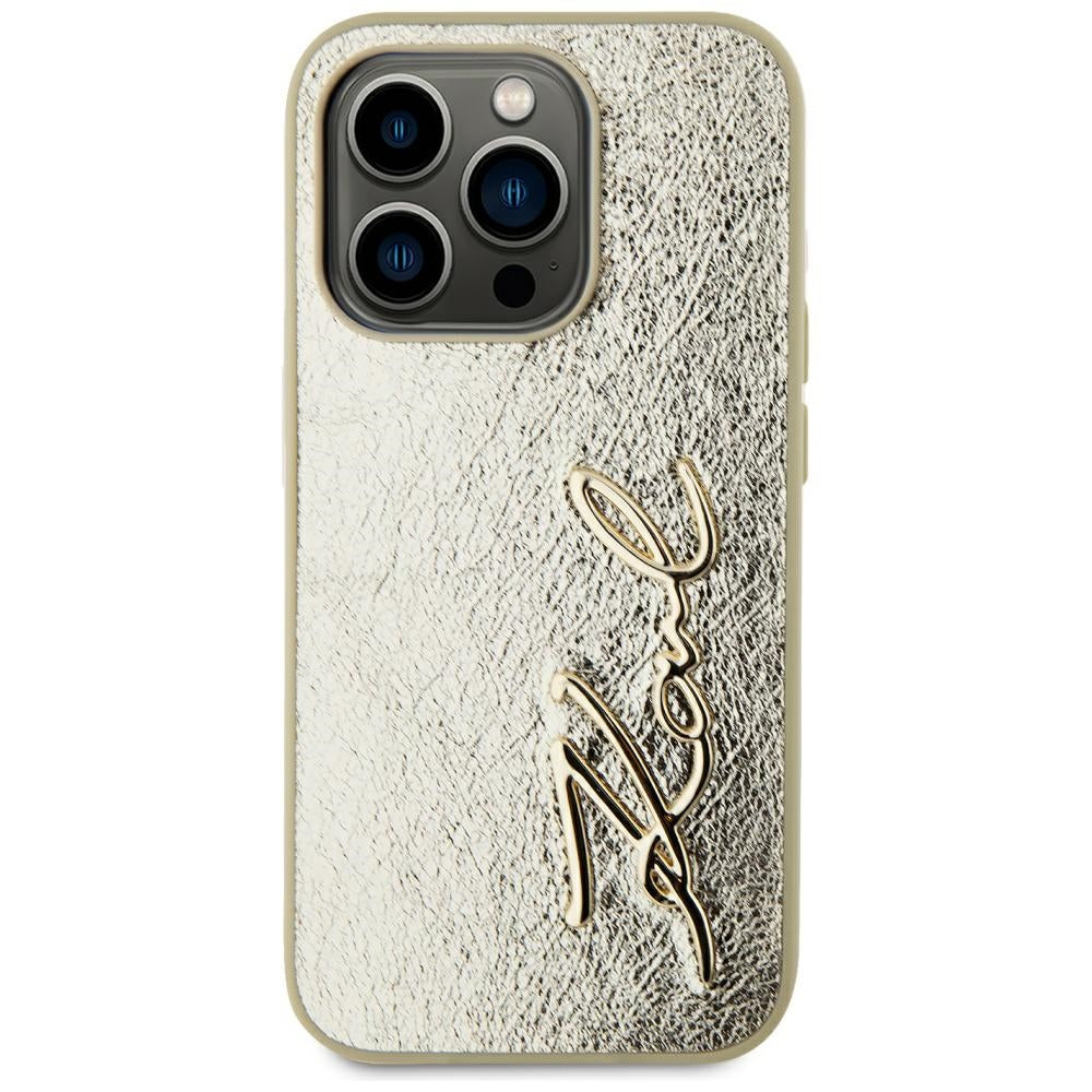 Case for Apple iPhone 15 Pro Max, Karl Lagerfeld, Metal Signature, Gold