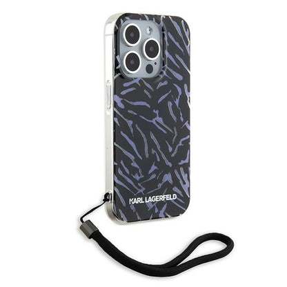 Case for Apple iPhone 15 Pro Max, Karl Lagerfeld, Zebra with Cord Strap, Purple