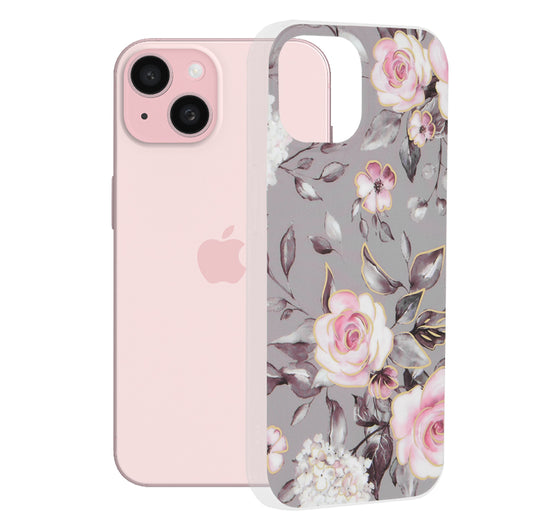 Case for Apple iPhone 15, Techsuit, Marble, Gray
