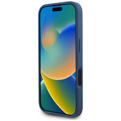 Case for Apple iPhone 16, Guess, 4G Grained Roses Big Logo, Blue