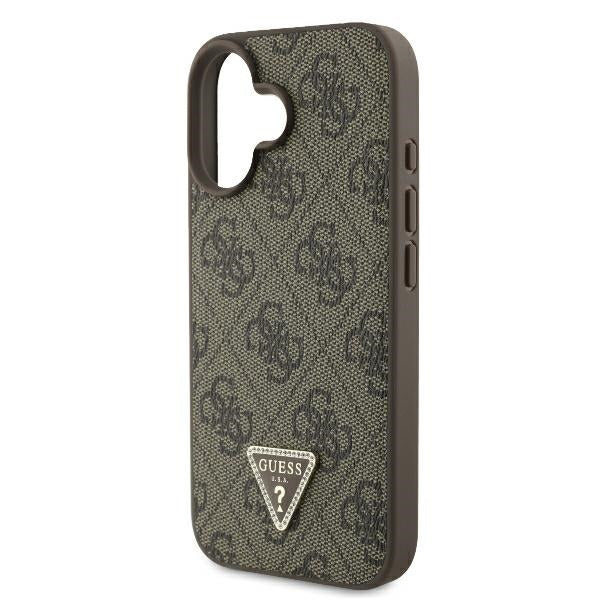 Case for Apple iPhone 16, Guess, 4G Triangle Strass, Brown
