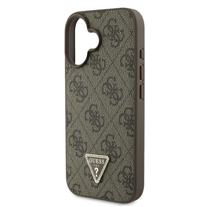 Case for Apple iPhone 16, Guess, Crossbody 4G Triangle Strass, Brown
