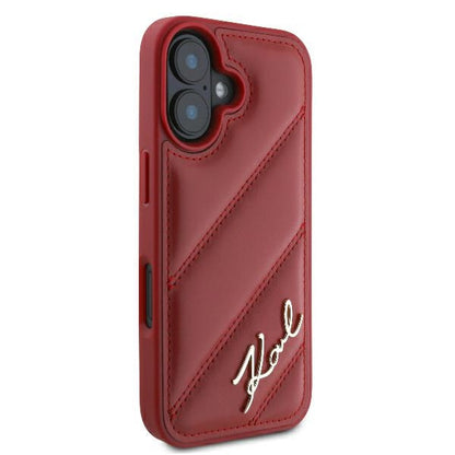 Case for Apple iPhone 16, Karl Lagerfeld, Diagonal Quilted Script, Pink