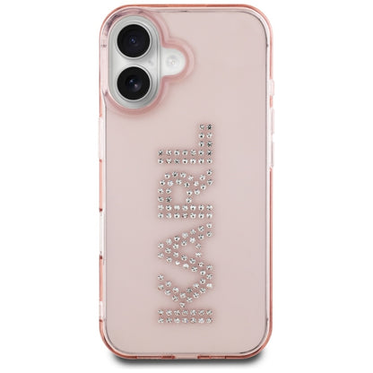 Case for Apple iPhone 16, Karl Lagerfeld, IML Rhinestones Pink Logo, Pink