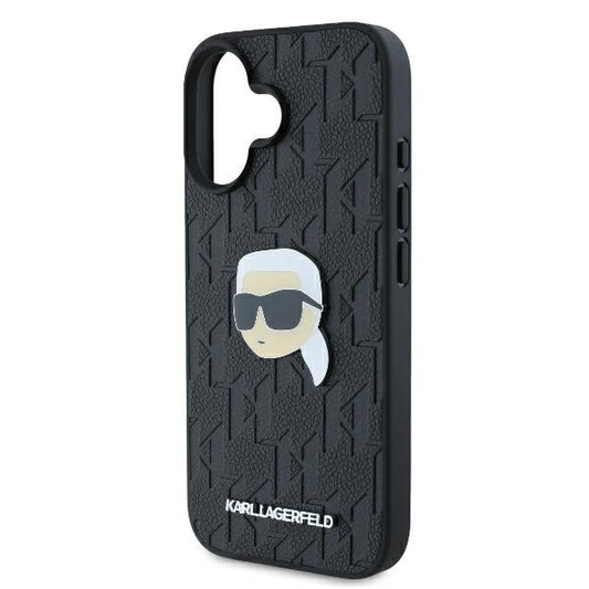 Case for Apple iPhone 16, Karl Lagerfeld, Monogram Karl's Head, Black