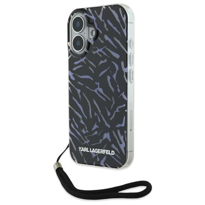Case for Apple iPhone 16, Karl Lagerfeld, Zebra with Cord Strap, Purple
