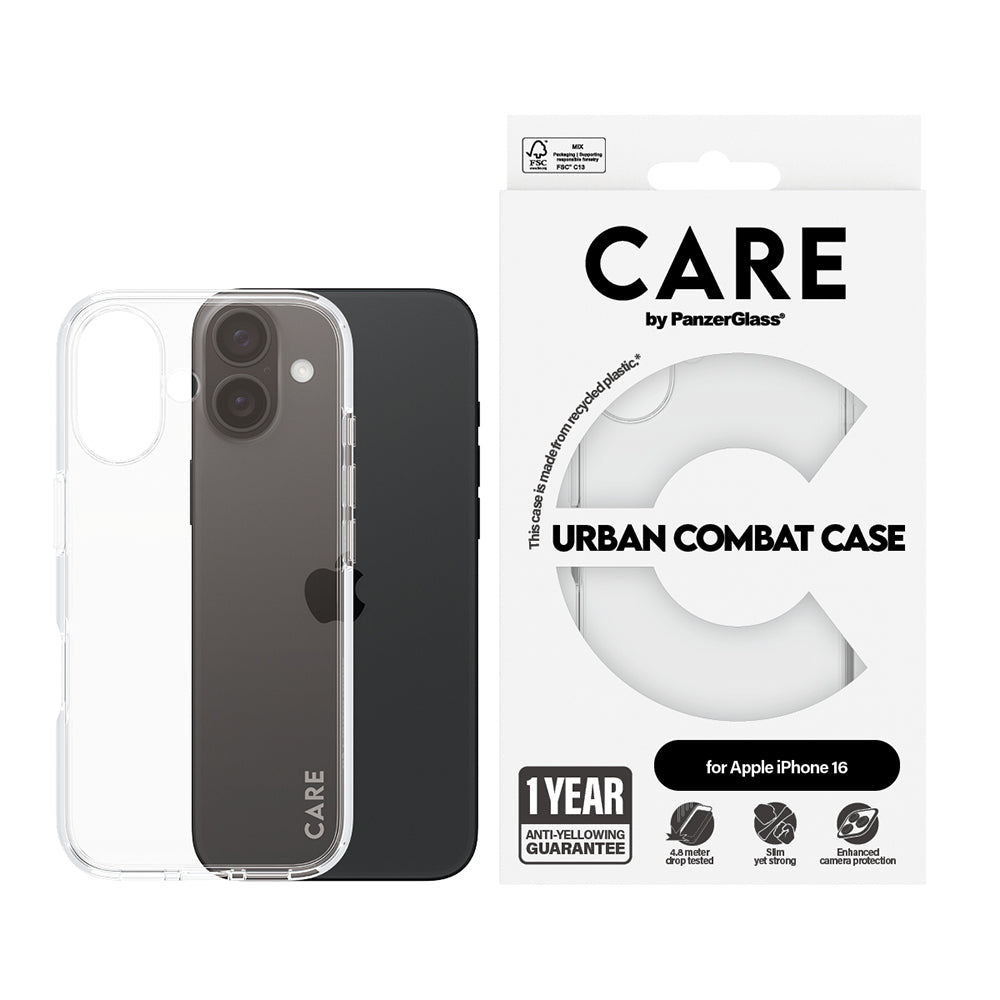 Case for Apple iPhone 16, PanzerGlass, Urban Combat Care, Transparent