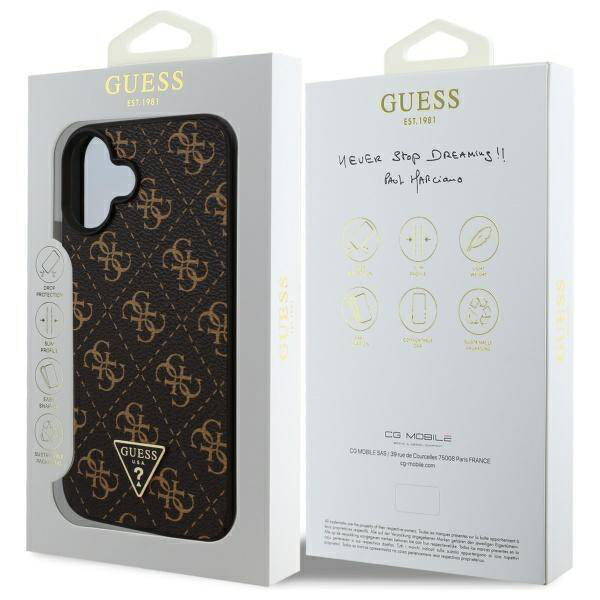 Case for Apple iPhone 16 Plus, Guess, 4G Triangle Logo, Black