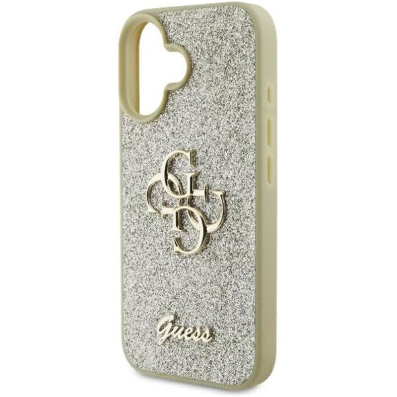 Case for Apple iPhone 16 Plus, Guess, Fixed Glitter Big 4G, Gold