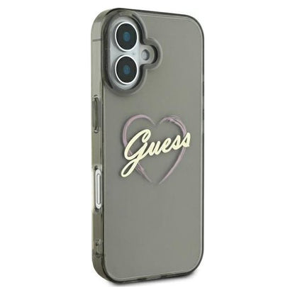 Case for Apple iPhone 16 Plus, Guess, IML Heart, Black