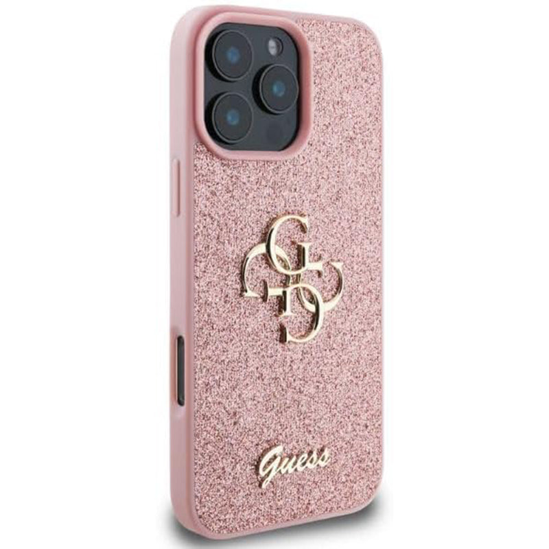 Case for Apple iPhone 16 Pro, Guess, Fixed Glitter Big 4G, Pink