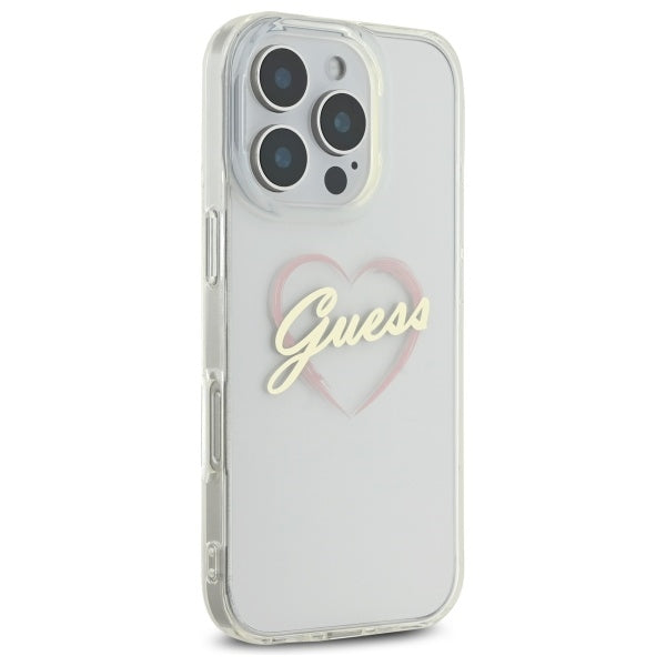 Case for Apple iPhone 16 Pro, Guess, IML Heart, Transparent