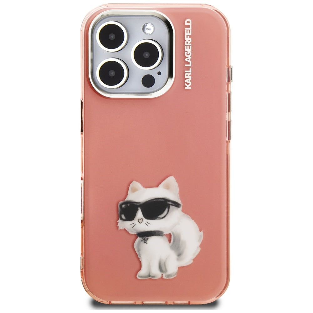 Case for Apple iPhone 16 Pro, Karl Lagerfeld, IML Aquarelle Logo Choupette, Pink