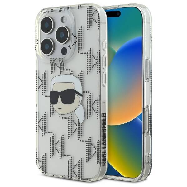 Case for Apple iPhone 16 Pro, Karl Lagerfeld, IML Luxury Electroplated Karl's Head, Transparent