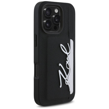 Case for Apple iPhone 16 Pro, Karl Lagerfeld, Metal Signature, Black