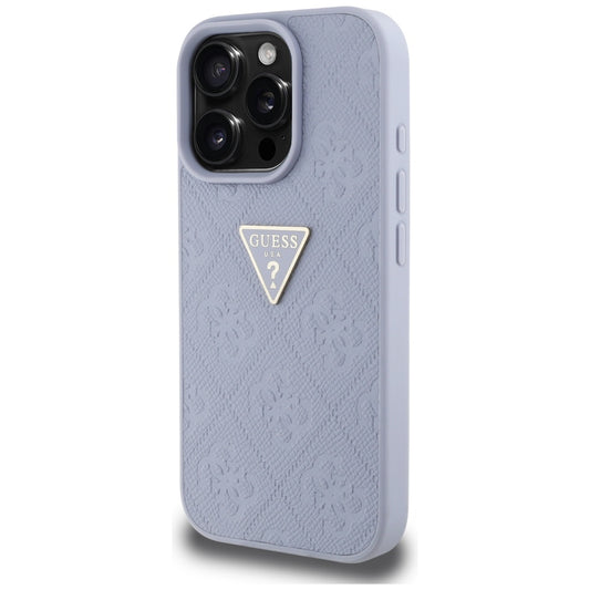 Case for Apple iPhone 16 Pro Max, Guess, Hot Stamp 4G Pattern Triangle Logo, Light Purple