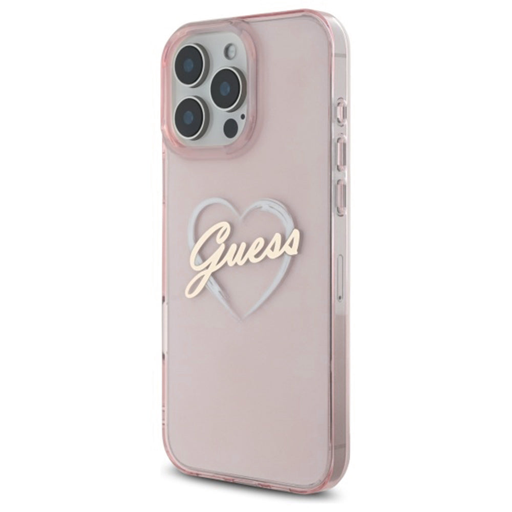 Case for Apple iPhone 16 Pro Max, Guess, IML Heart, Pink