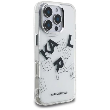 Case for Apple iPhone 16 Pro Max, Karl Lagerfeld, IML Sketched Graphic Logo, Transparent
