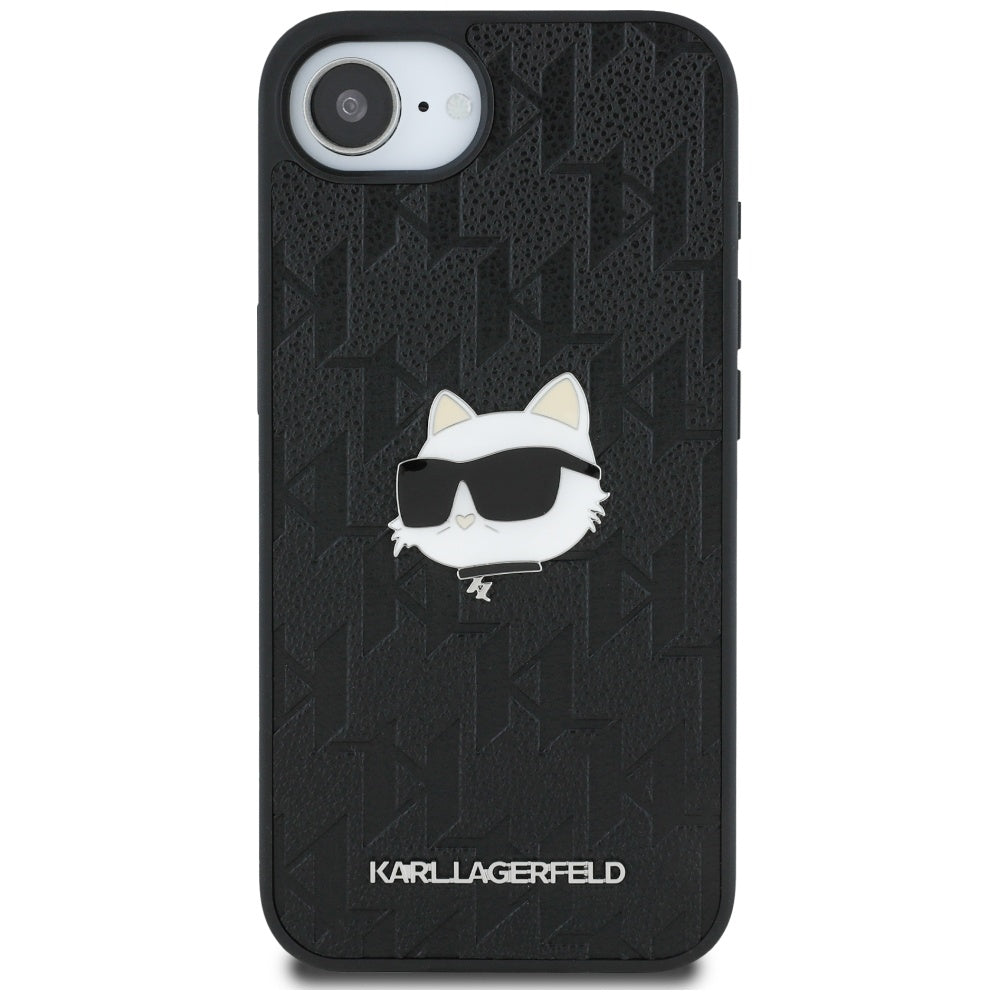 Case for Apple iPhone 16e, Karl Lagerfeld, Monogram Choupette's Head, Black
