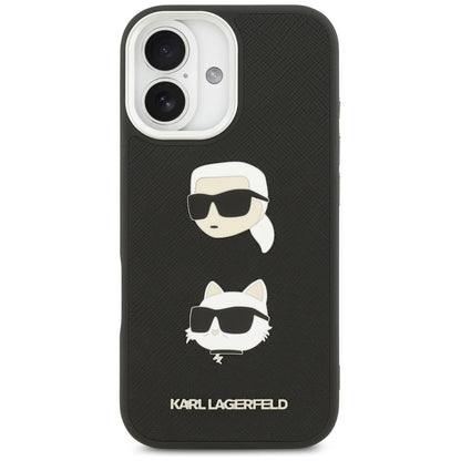 Case for Apple iPhone 17, Karl Lagerfeld, Grained Karl & Choupette's Heads Pins and Logo, Black