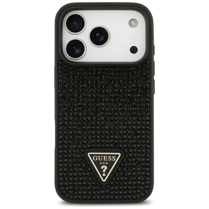 Case for Apple iPhone 17 Pro, Guess, Rhinestone Triangle Logo, Black