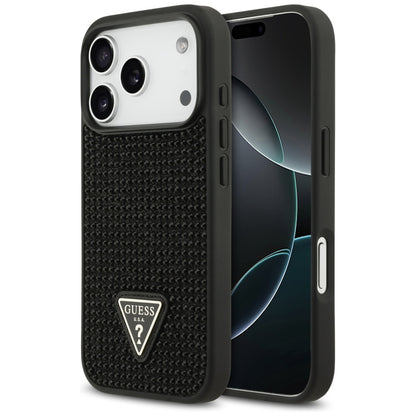 Case for Apple iPhone 17 Pro, Guess, Rhinestone Triangle Logo, Black