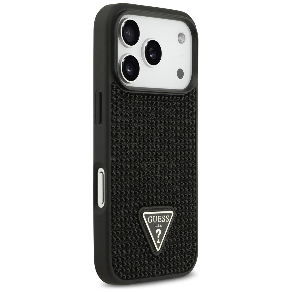 Case for Apple iPhone 17 Pro, Guess, Rhinestone Triangle Logo, Black