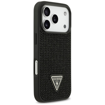 Case for Apple iPhone 17 Pro, Guess, Rhinestone Triangle Logo, Black