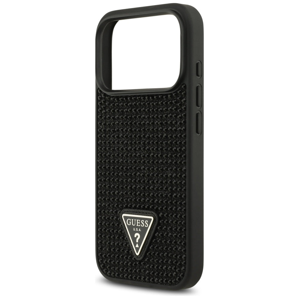 Case for Apple iPhone 17 Pro, Guess, Rhinestone Triangle Logo, Black