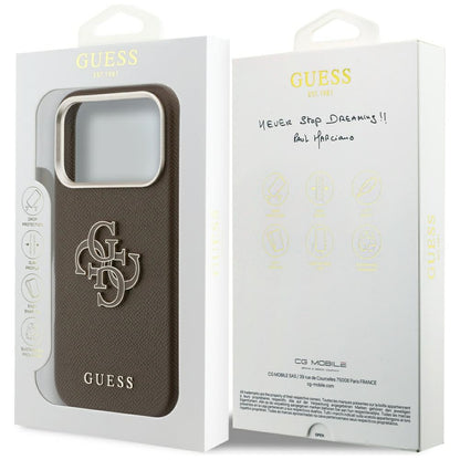 Case for Apple iPhone 17 Pro Max, Guess, Resin Logo, Brown