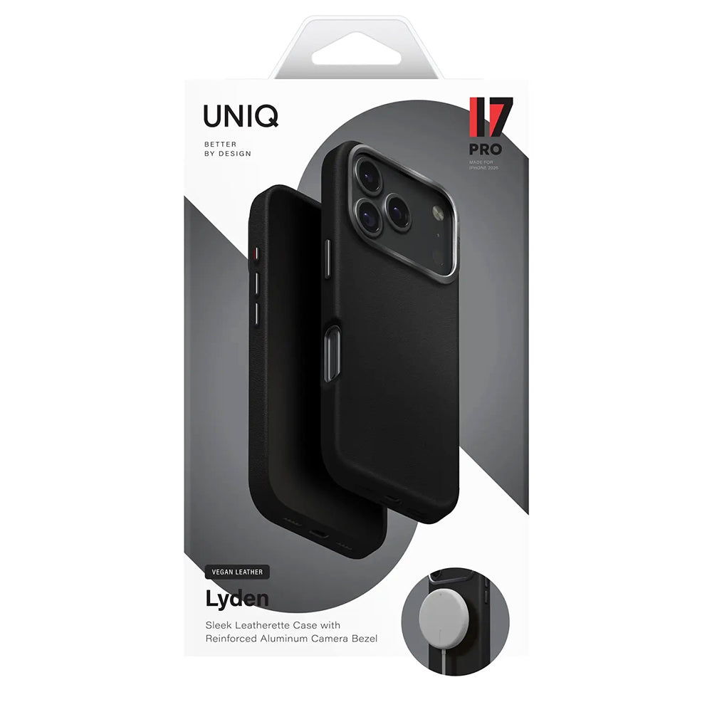Case for Apple iPhone 17 Pro, UNIQ, Lyden Leatherette, Black