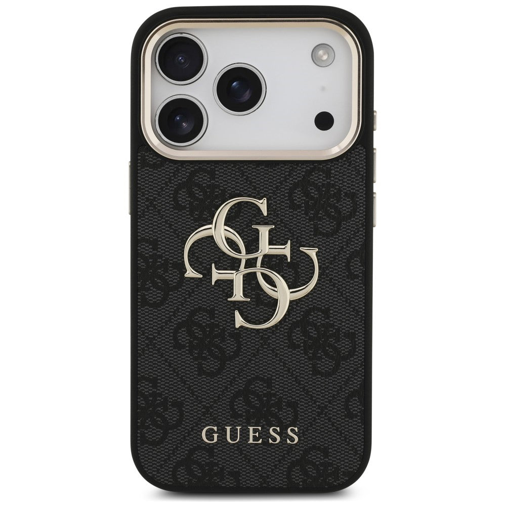 Case for Apple iPhone 18 Pro / 17 Pro, Guess, 4G Classic Logo with Strap, Black Gold