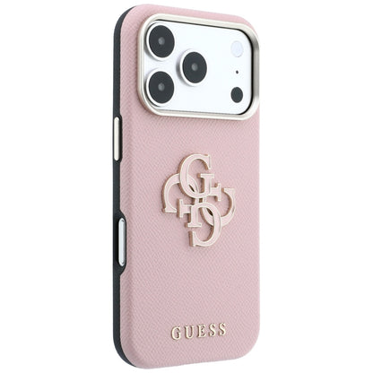 Case for Apple iPhone 18 Pro / 17 Pro, Guess, Grained Big Resin Logo, Pink