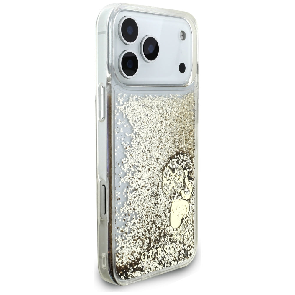 Case for Apple iPhone 18 Pro / 17 Pro, Guess, Liquid Glitter Charms, Gold