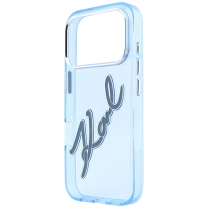 Case for Apple iPhone 18 Pro / 17 Pro, Karl Lagerfeld, IML Big Signature Resin Logo and Metal Frame, Blue