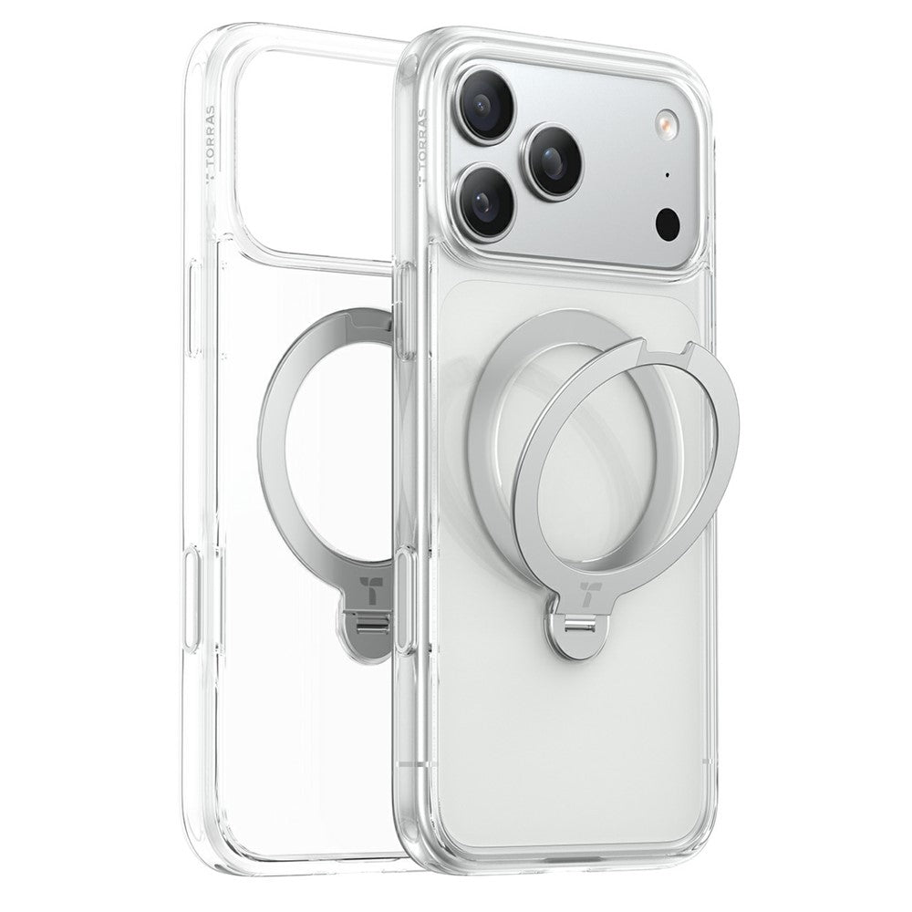 MagSafe Case for Apple iPhone 18 Pro / 17 Pro, Torras, Ostand Spin, Transparent